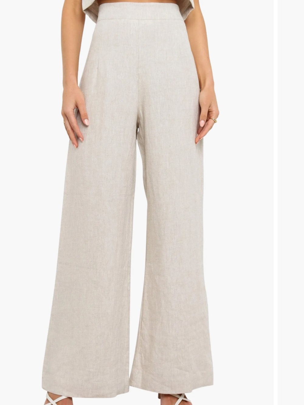 Petal & Pup Devlin Wide Leg Linen Pant Trousers NWT High Waisted Size 12 Beige - Picture 2 of 16